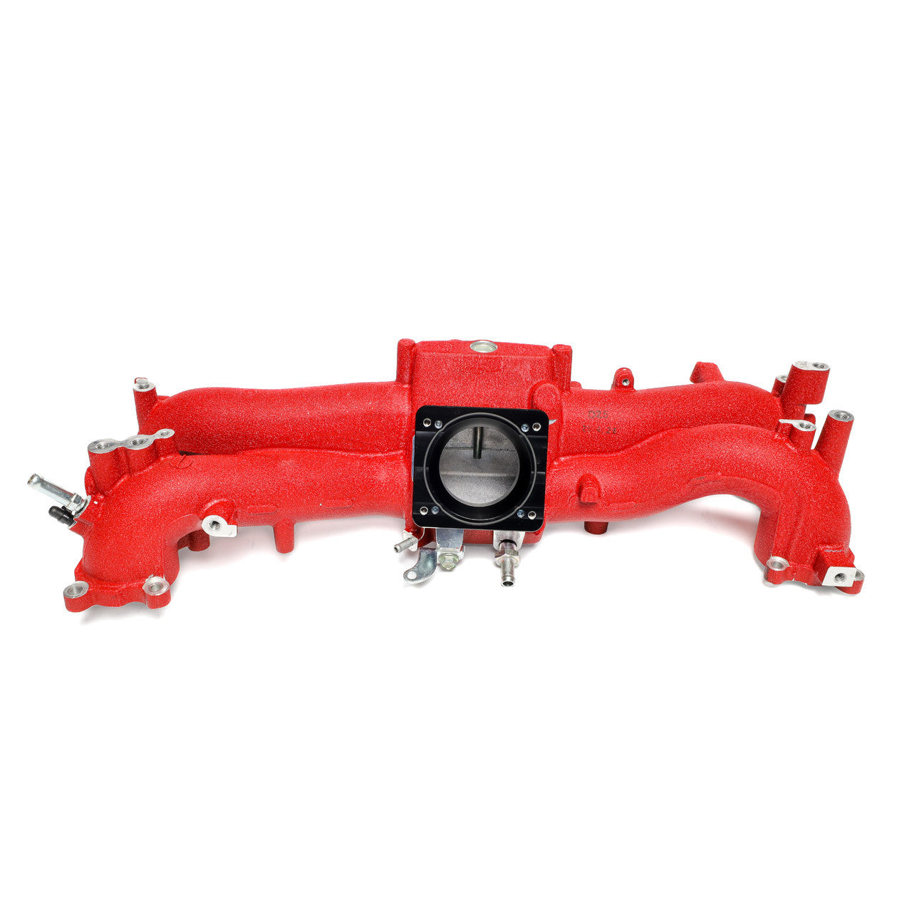 IAG Big Bore 76mm Throttle Body Black Adapter for OEM STI / Cosworth Intake Manifolds - Installed