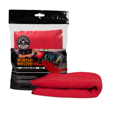Chemical Guys Waffle Weave Glass & Window Microfiber Towel - 24in x 16in - Red - Case of 48 - MIC707