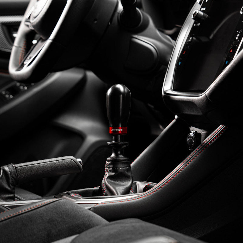 COBB Subaru 6-Speed Tall Weighted COBB Shift Knob - Black (Incl. Both Red + Blk Collars) - Installed 3