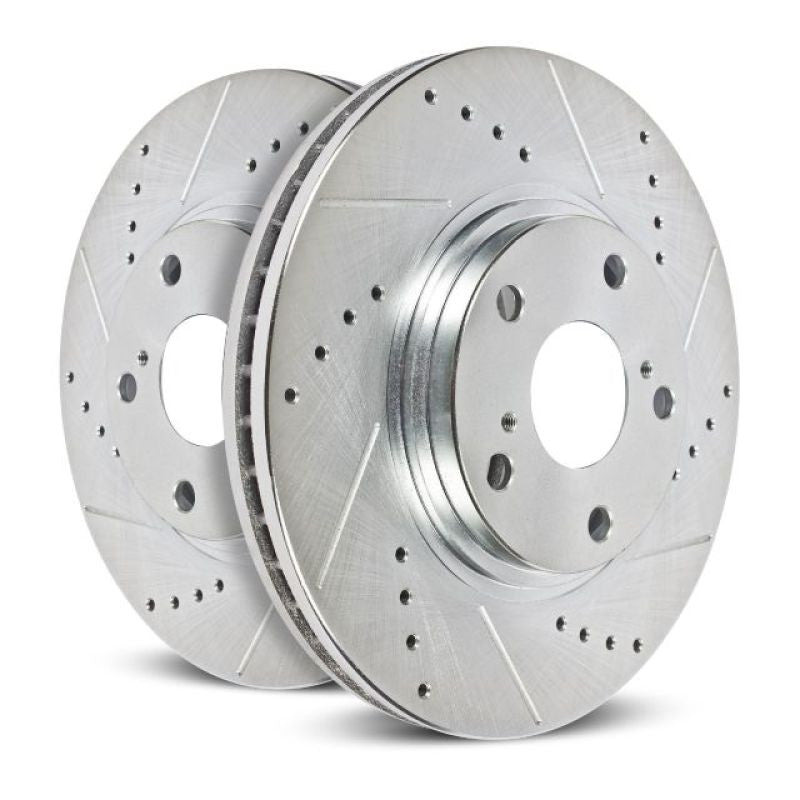 Power Stop Evolution Drilled & Slotted Front Rotors For 2015-21 Subaru WRX - Close Up