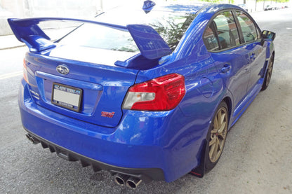 Rally Armor 15-21 Subaru WRX/STI (Sedan ONLY) White UR Mud Flap w/ Red Logo - MF32-UR-WH/RD - Installed 9