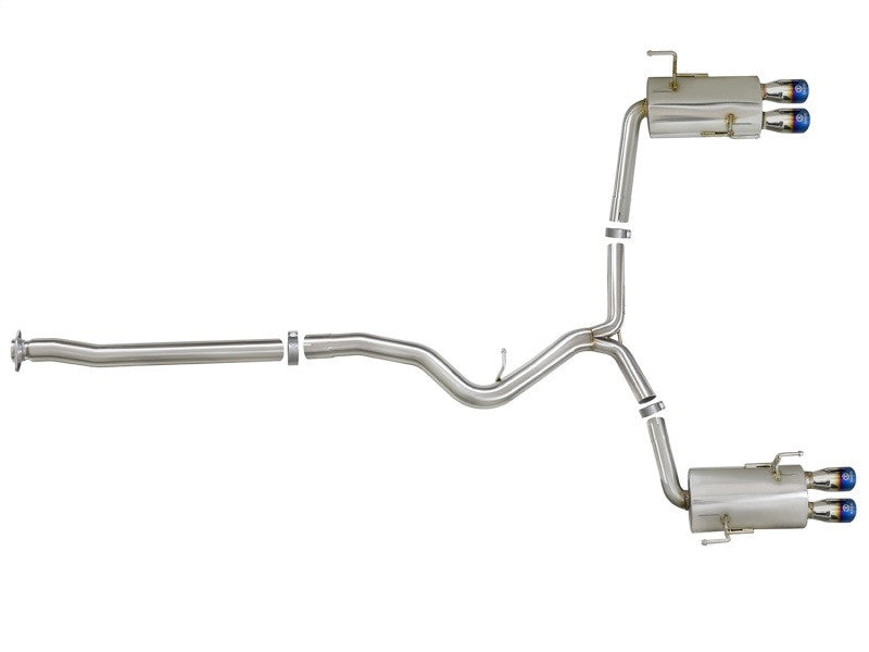 aFe Takeda 3 IN to 2-1/4 IN 304 Stainless Steel Cat-Back Exhaust System For 2015-21 Subaru WRX/WRX STI - Blue Flame Tips - 49-36801-L - Assembled