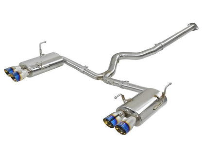 aFe Takeda 3 IN to 2-1/4 IN 304 Stainless Steel Cat-Back Exhaust System For 2015-21 Subaru WRX/WRX STI - Blue Flame Tips - 49-36801-L - Primary