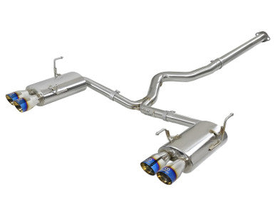 aFe Takeda 3 IN to 2-1/4 IN 304 Stainless Steel Cat-Back Exhaust System For 2015-21 Subaru WRX/WRX STI - Blue Flame Tips - 49-36801-L