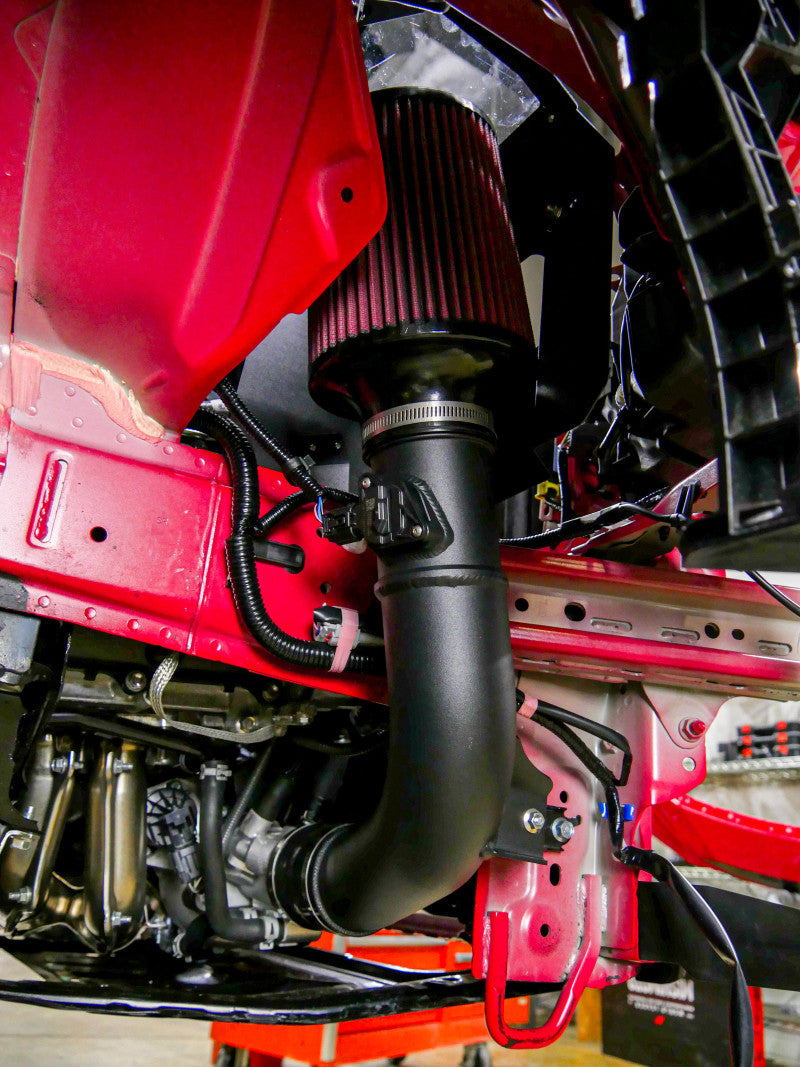 Mishimoto 2022+ Subaru WRX Performance Air Intake - Oiled Filter - Micro-Wrinkle Black - MMAI-WRX-22MWBK - Mounted 2