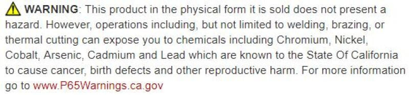 P65 Warning