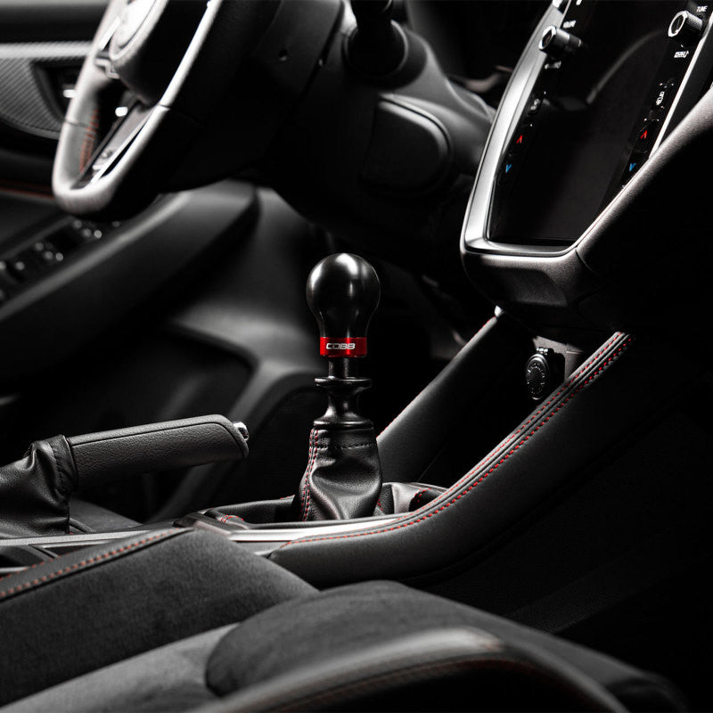 COBB Subaru 6-Speed Weighted COBB Shift Knob - Black w/ Black and Red Collar - 213360-BK - Install 4