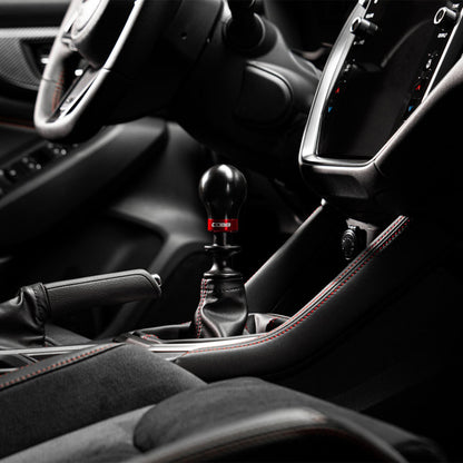 COBB Subaru 6-Speed Weighted COBB Shift Knob - Black w/ Black and Red Collar - 213360-BK - Install 4