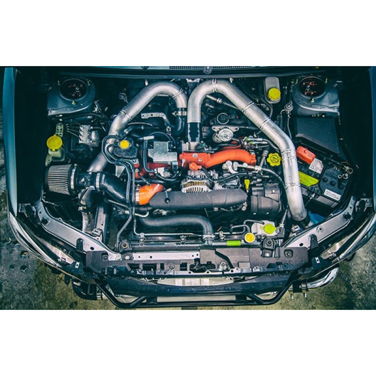 Turbo XS FMIC with Wrinkle Black Pipes for 2015-2021 Subaru STI - Installed 2