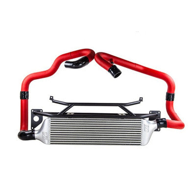 Turbo XS Front Mount Intecooler w/ Wrinkle Red Pipes for 2015-2021 Subaru STI - STI15-FMIC-RED