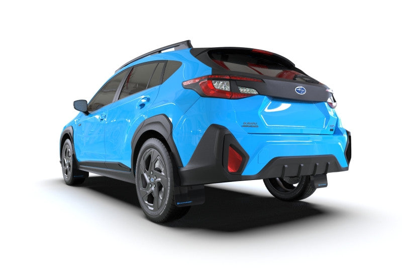 Rally Armor 2024 Subaru Crosstrek Black UR Mud Flap Light Blue Logo - Installed