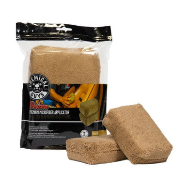 Chemical Guys Workhorse Microfiber Applicator - 5in x 3in x 1.5in - Tan - 2 Pack - Case of 24 - MIC28402