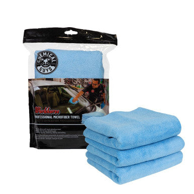 Chemical Guys Workhorse Professional Microfiber Towel - 16in x 16in - Blue - 3 Pack - Case of 16 - MICBLUE03