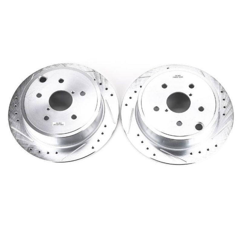 Power Stop Evolution Drilled & Slotted Rear Rotors For 2015-21 Subaru WRX - Pair