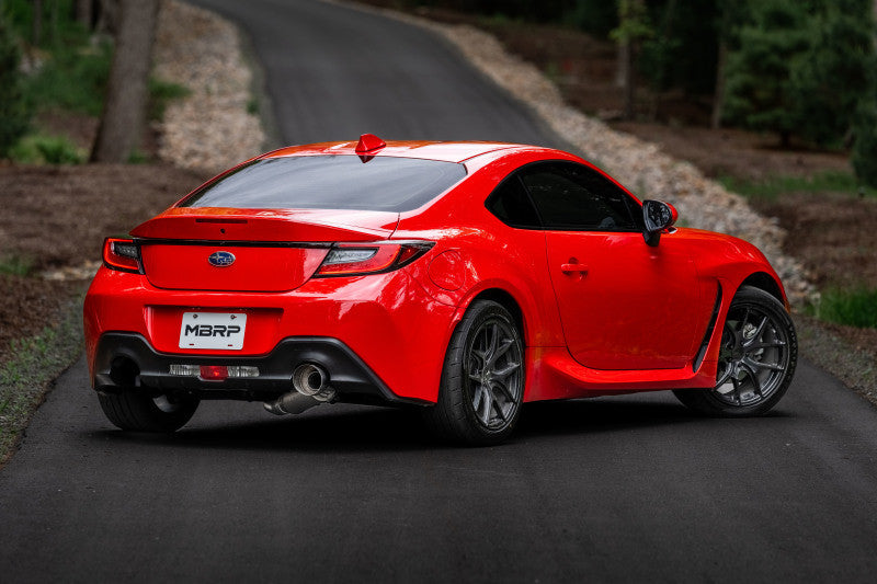 MBRP 12-22 Subaru BRZ 17-22 Toyota GR86 Stainless Steel 3in Cat-Back-Single Rear Exit w Carbon Tips - S48063CF - Installed