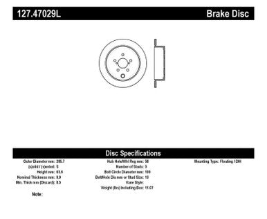 StopTech 08-10 Impreza WRX (Exc STi)/08-10 Impreza Coupe/Sedan Slotted & Drilled Left Rear Rotor - 127.47029L