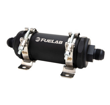 Fuelab PRO Series In-Line Fuel Filter (10gpm) -10AN In/-12AN Out 6 Micron Fiberglass - Matte Black - 86830-10-12