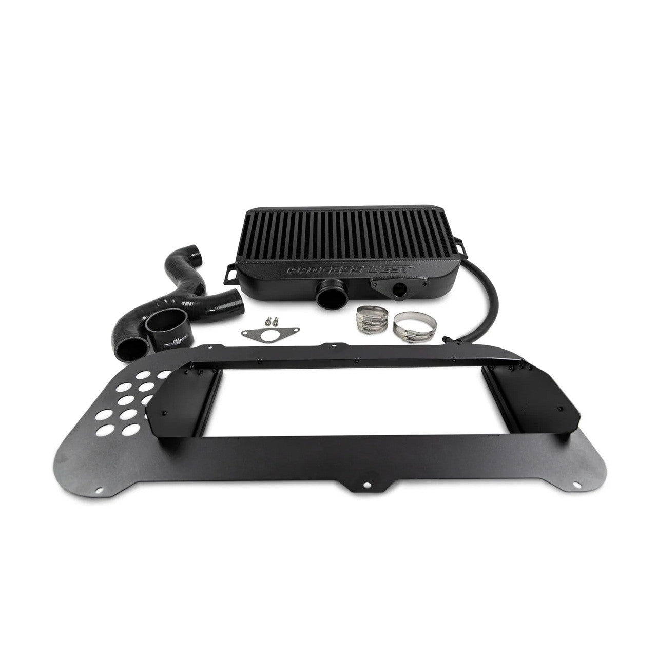 Process West Top Mount Intercooler w/ Shroud For 2004-07 Subaru Forester XT (Black)