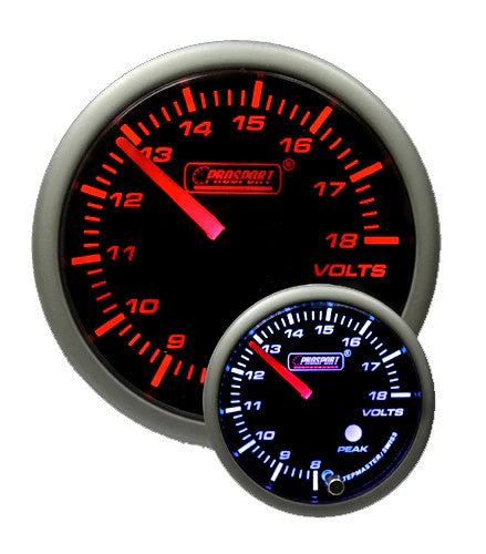 Prosport 52mm Premium Amber / White Volt Gauge
